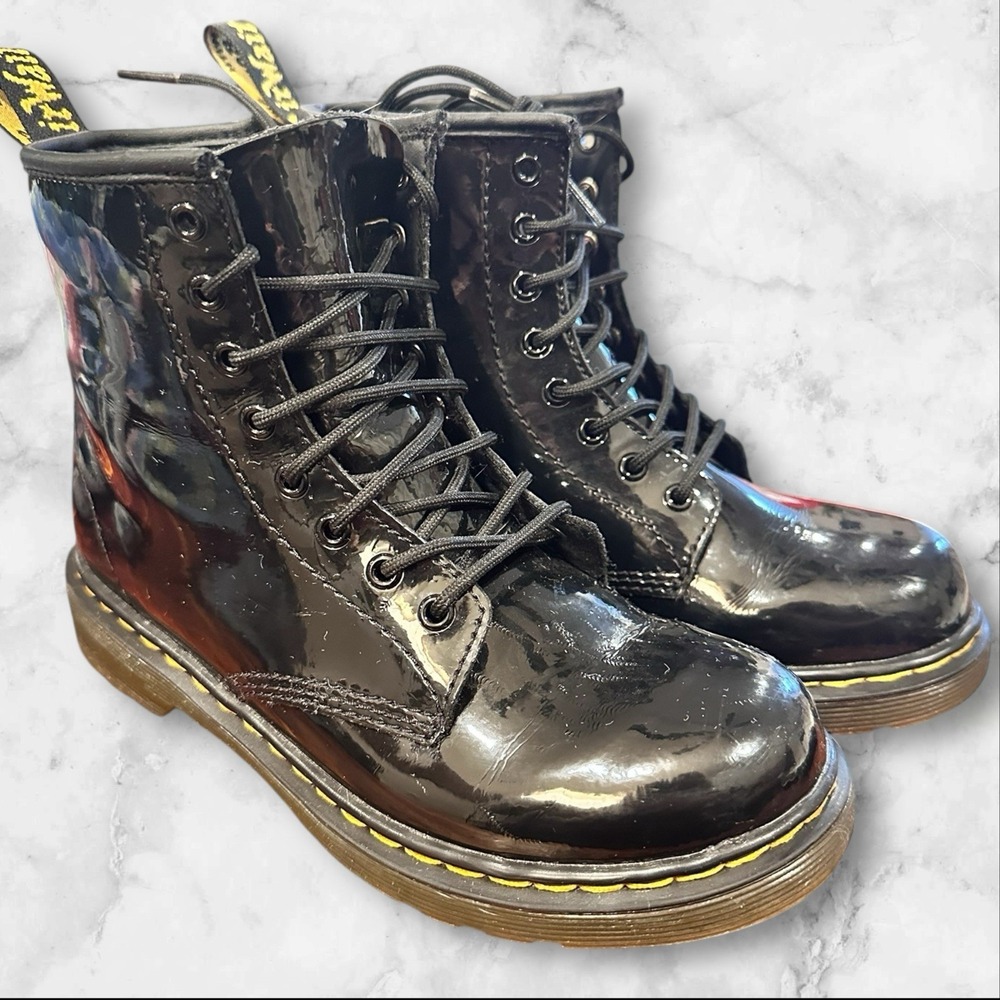 DR. MARTENS Black Junior Kids Boots Zip Sides Lace Up Size 3 - Picture 1 of 6
